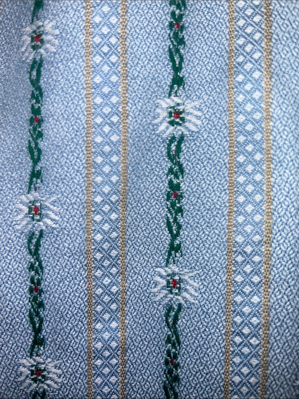 Atrium Swiss Traditional Alpine Short Sleeve Shirt Sz L with Edelweiss Flowers